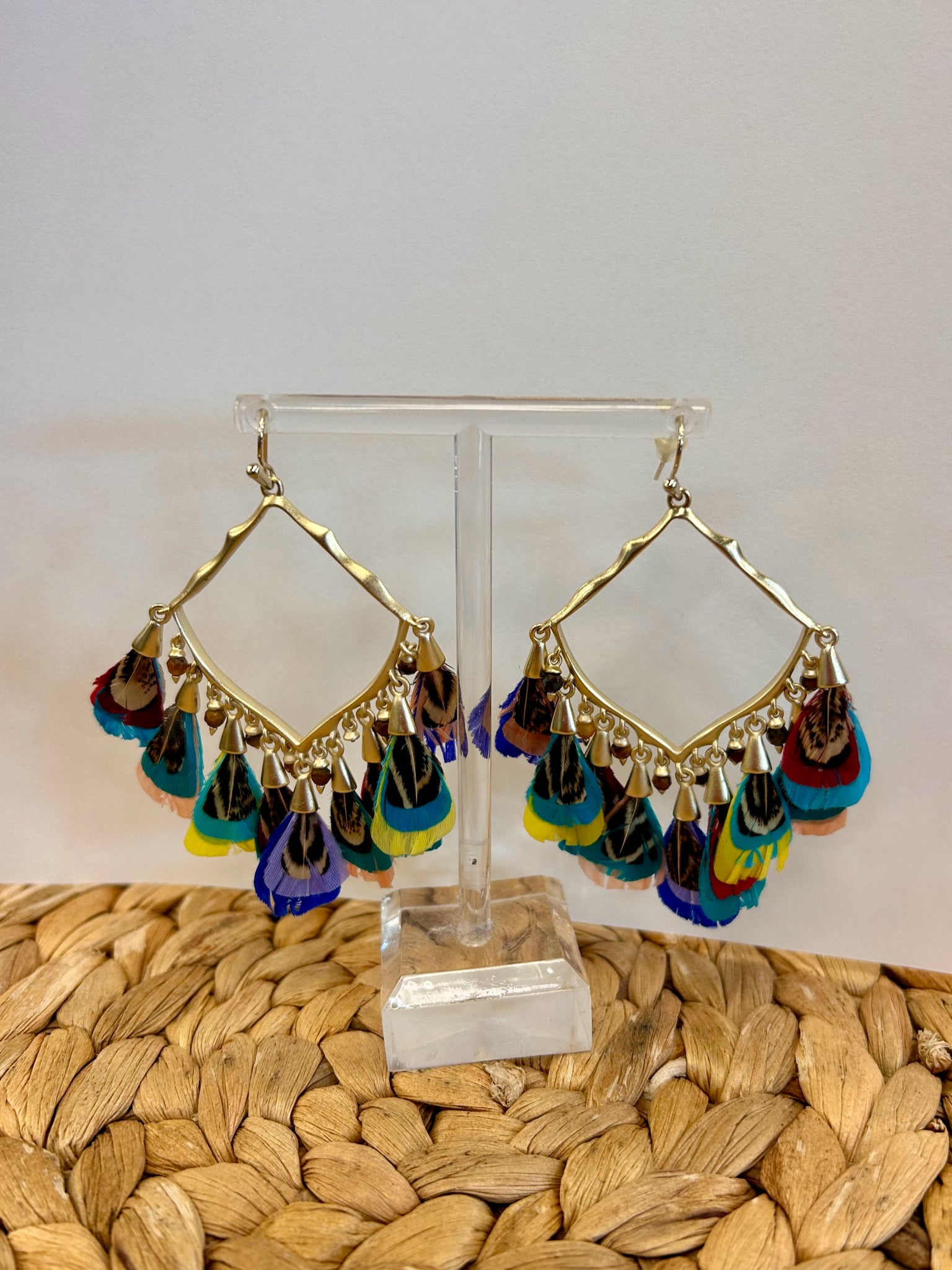 Pre-owned KENDRA SCOTT Gold Multi Color Designer Earring
