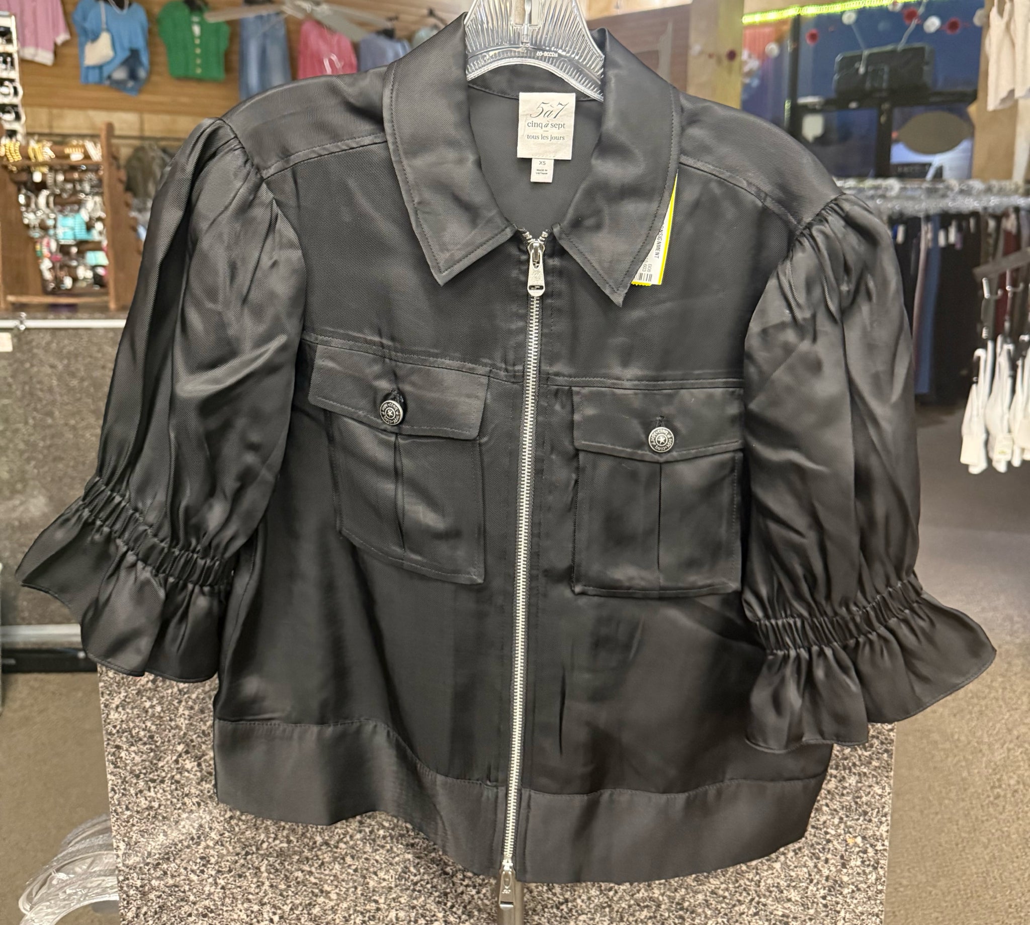 Pre-owned Cinq a sept Black Quarter Sleeve Size: XS Designer Blouse