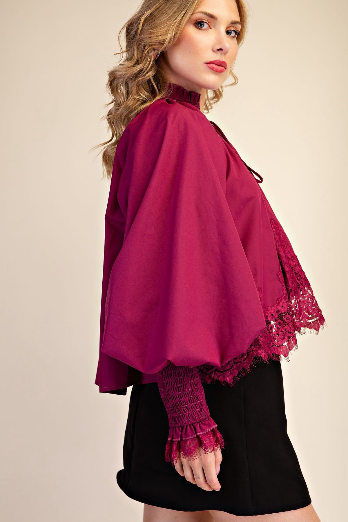 Pre-owned GLAM Plum Size: S Long Sleeve Blouse