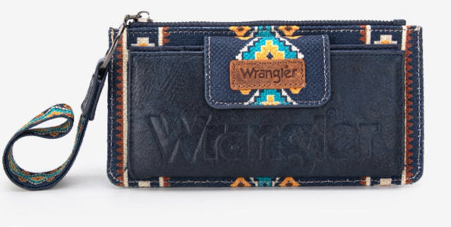 New WRANGLER Navy Aztec S Wristlet Purse