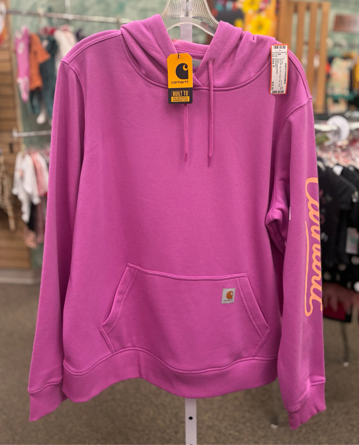 New with Tag CARHARTT Pink Peach Trim Size M Long Sleeve Hoodie