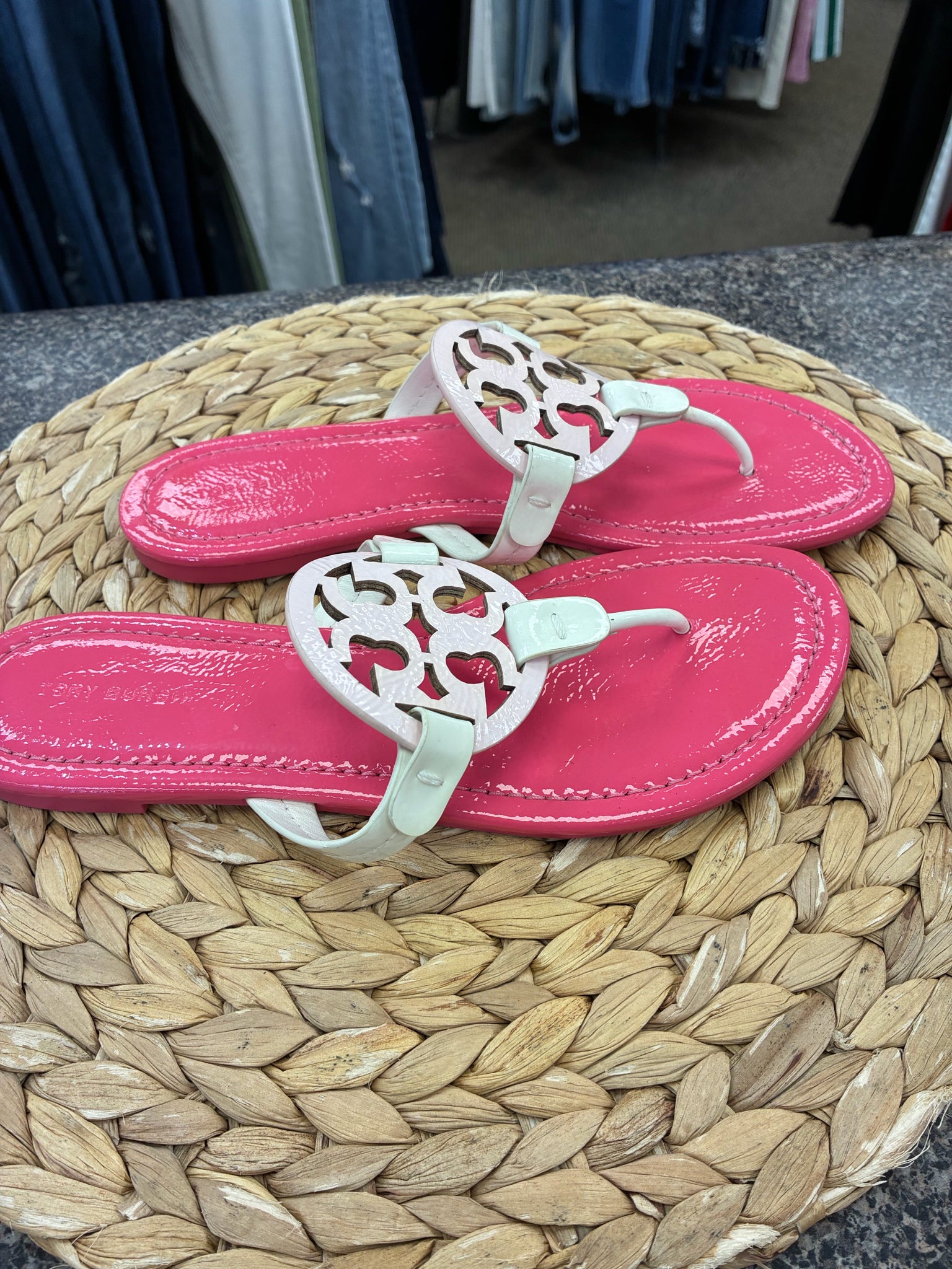 Pre-owned TORY BURCH Light pink White Size 7 Designer Sandal