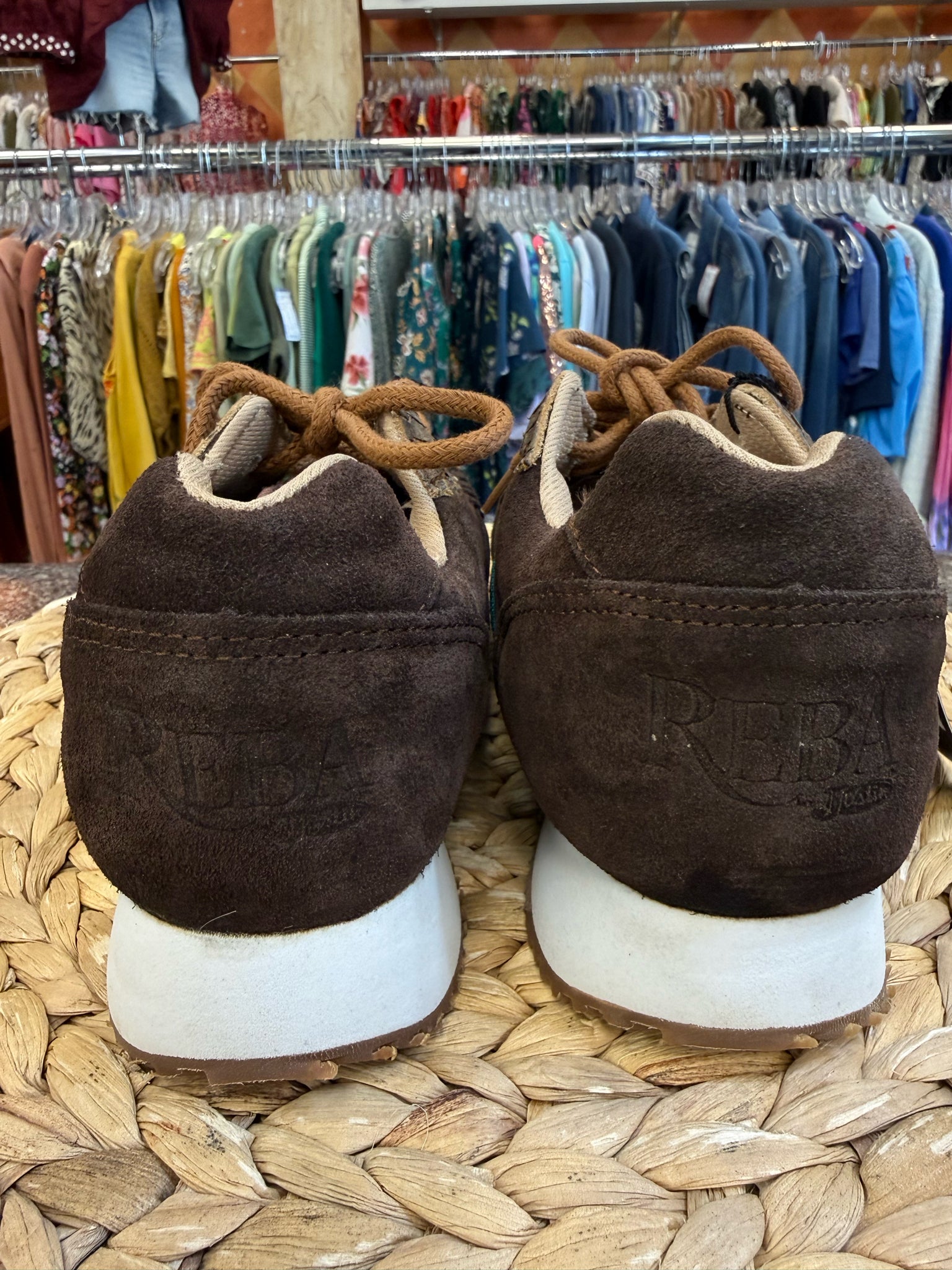Pre-owned REBA Dark brown Teal trim Size 7.5 Sneaker