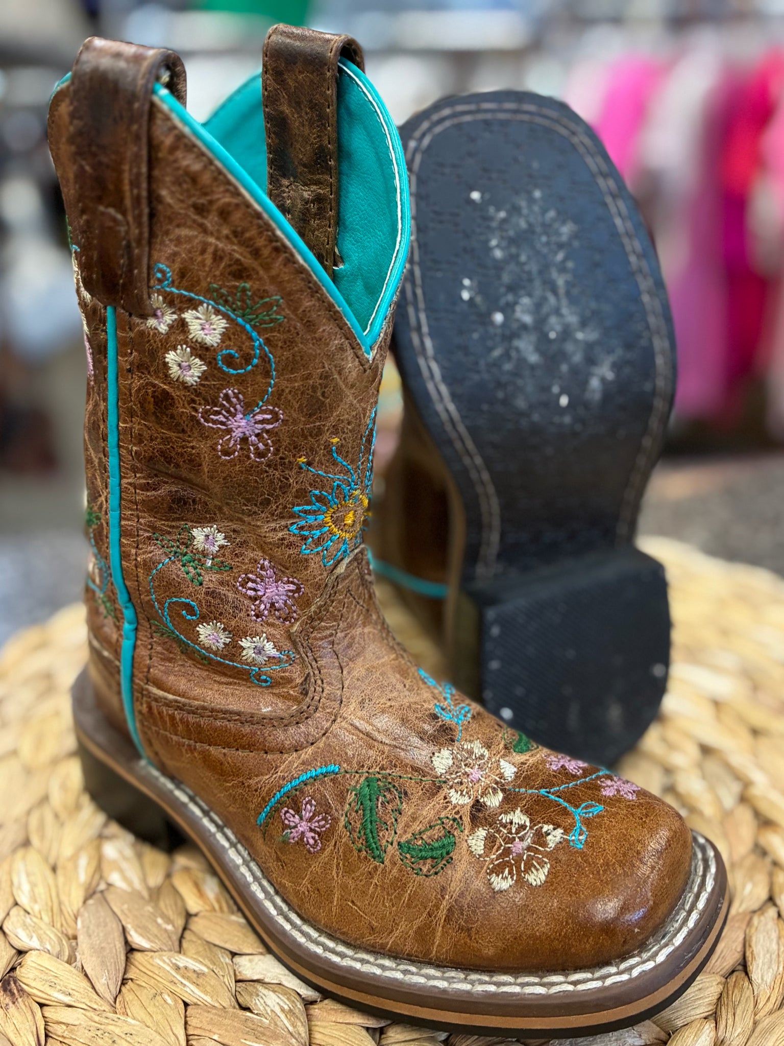 Pre-owned Smoky Mountain Bronze Multi Floral Shoe Size 9 Girls Boot
