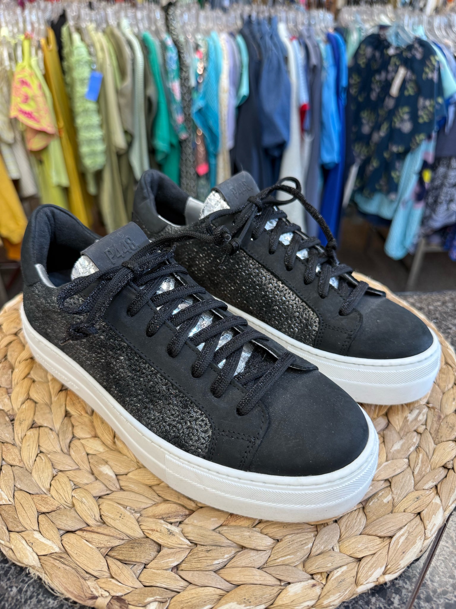 Pre-owned P448 Black Dark Gray Blend Size 8 Sneaker
