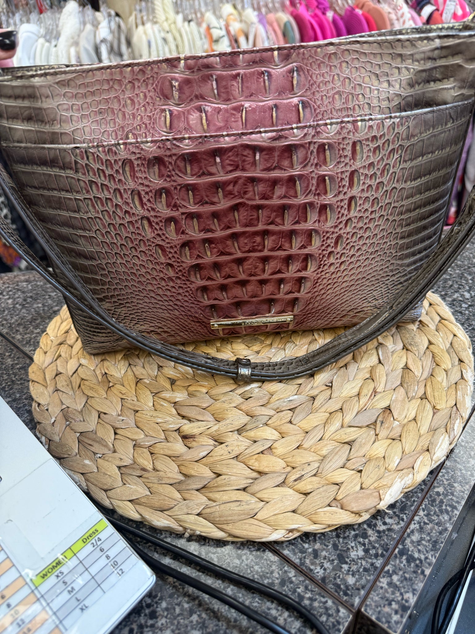 Pre-owned BRAHMIN Taupe Pink Shoulder Designer Purse