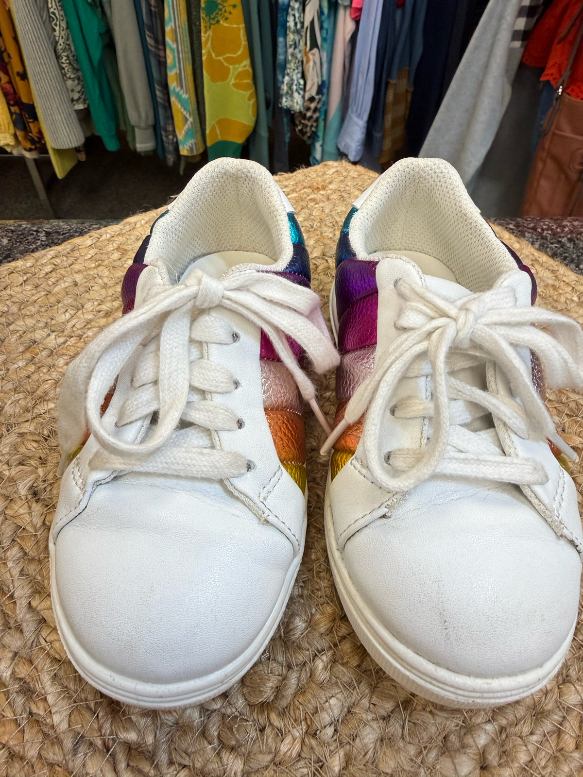 Pre-owned KURT GEIGER White Multi Stripe Shoe Size 9 Girls Sneaker