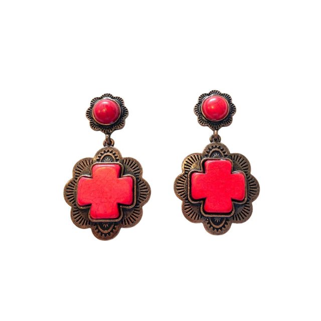 New WESTERN Red Bronze Trim Earring