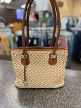 Pre-owned BRIGHTON Tan blend Brown Trim Designer Purse