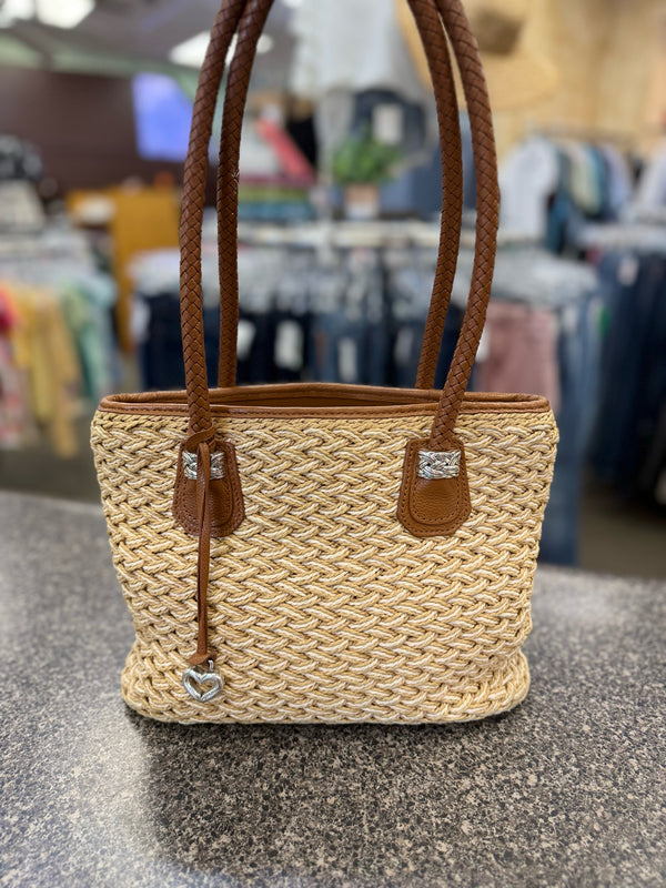 Pre-owned BRIGHTON Tan blend Brown Trim Designer Purse