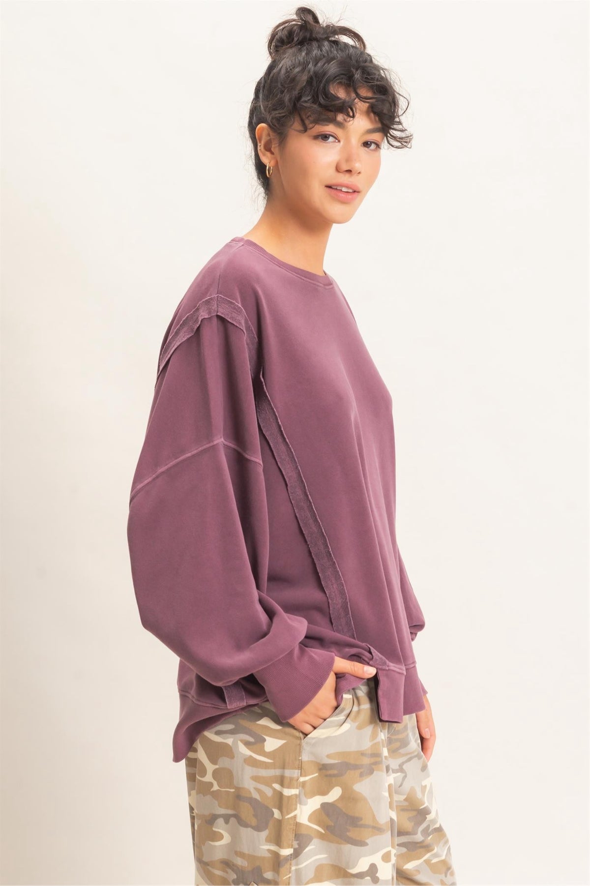 New DOUBLE ZERO Plum Size S Long Sleeve Sweatshirt