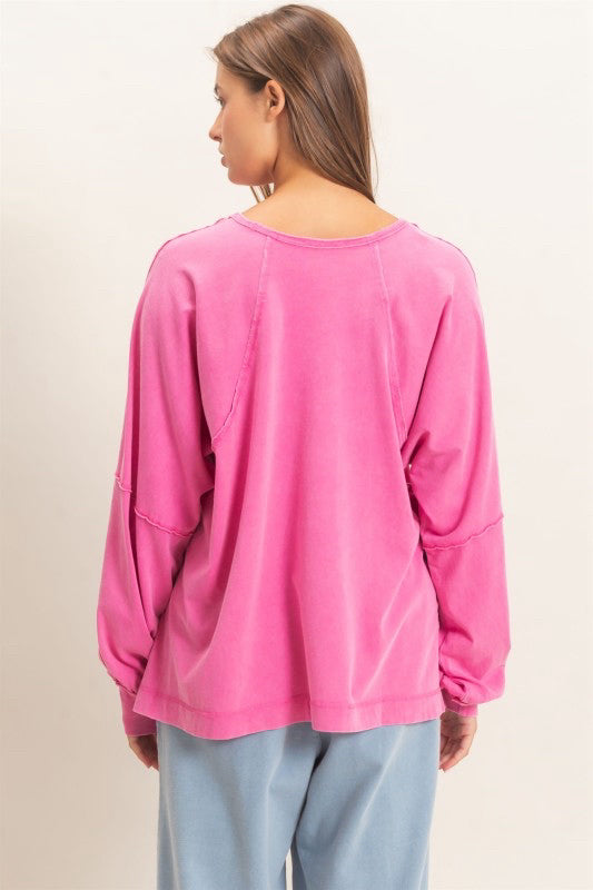 New DOUBLE ZERO Hot pink Size: S Long Sleeve Blouse