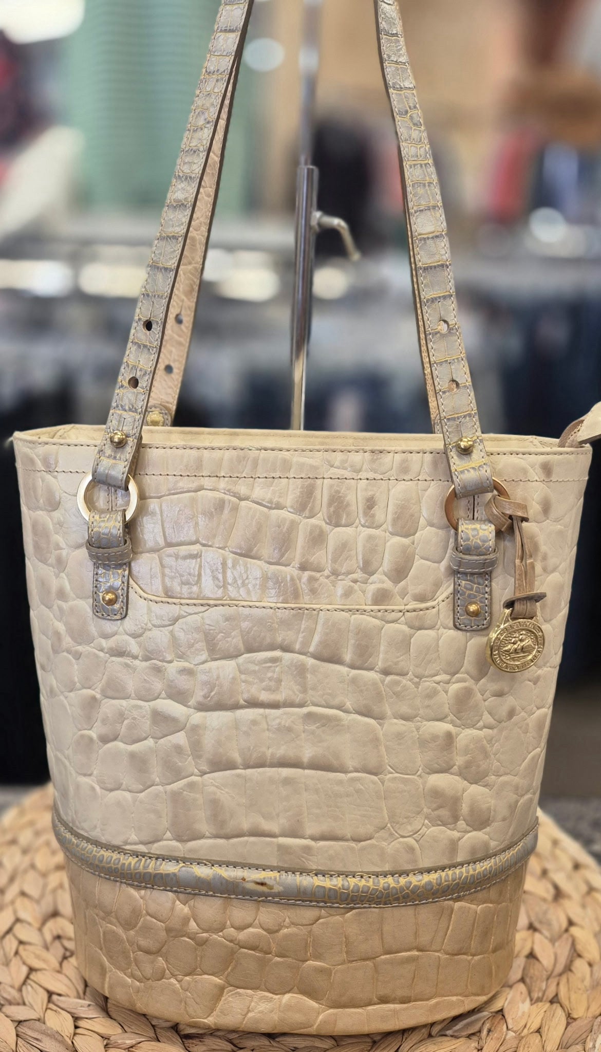 Pre-owned BRAHMIN Cream animal BEIGE Shoulder Designer Purse