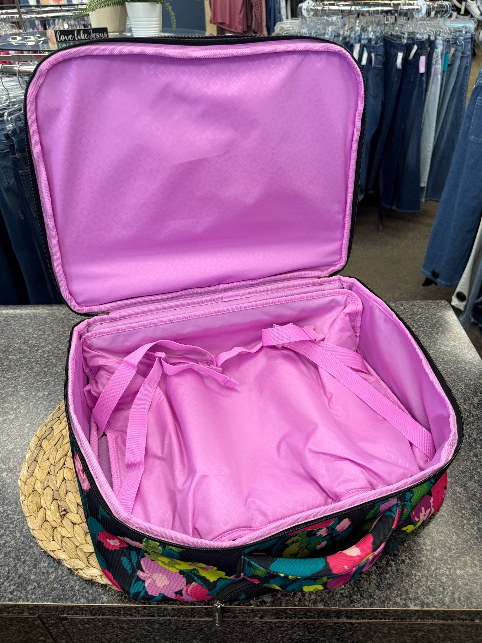 Pre-owned VERA BRADLEY Black Multi Floral Designer Luggage