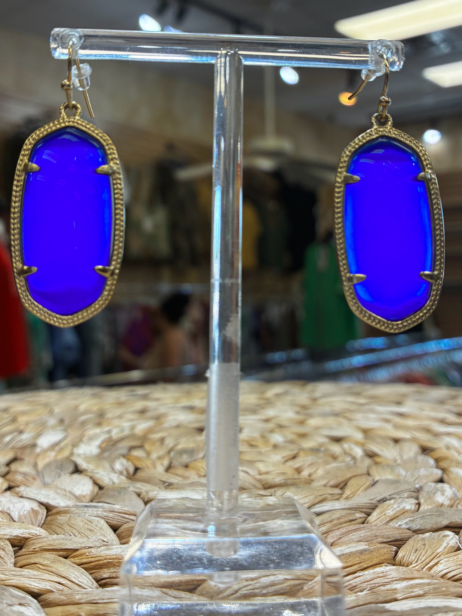 Pre-owned KENDRA SCOTT Royal Blue Gold Designer Earring