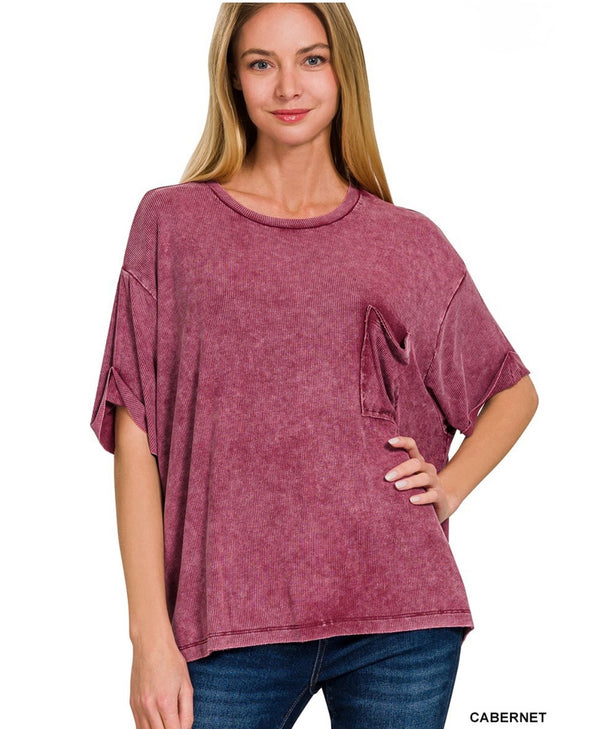 New Zenana Wine Size S/M Short Sleeve Blouse