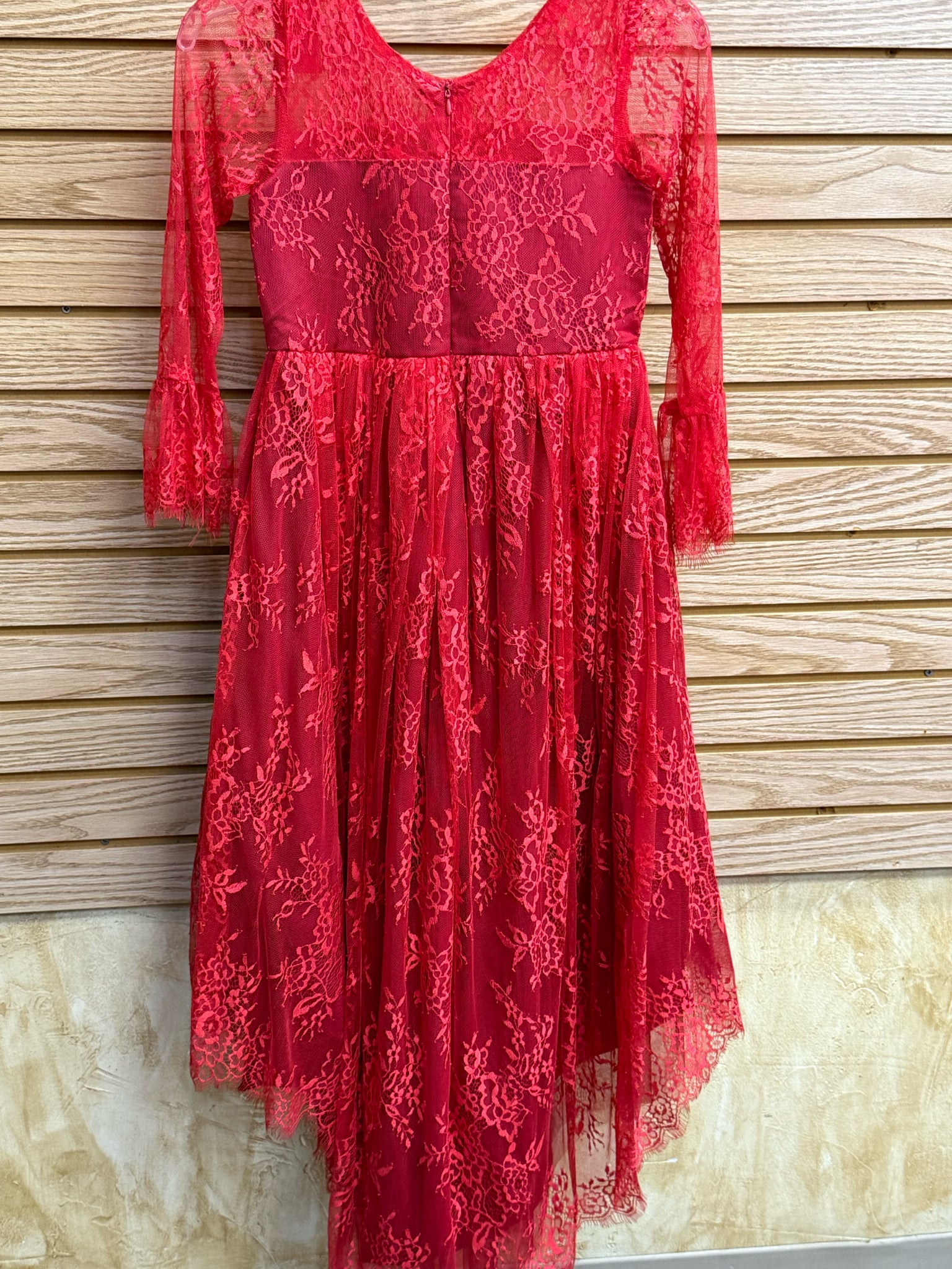 New with Tag TRISH SCULLY Red Lace GIRLS SZ: 12 Long Sleeve Girls Dress
