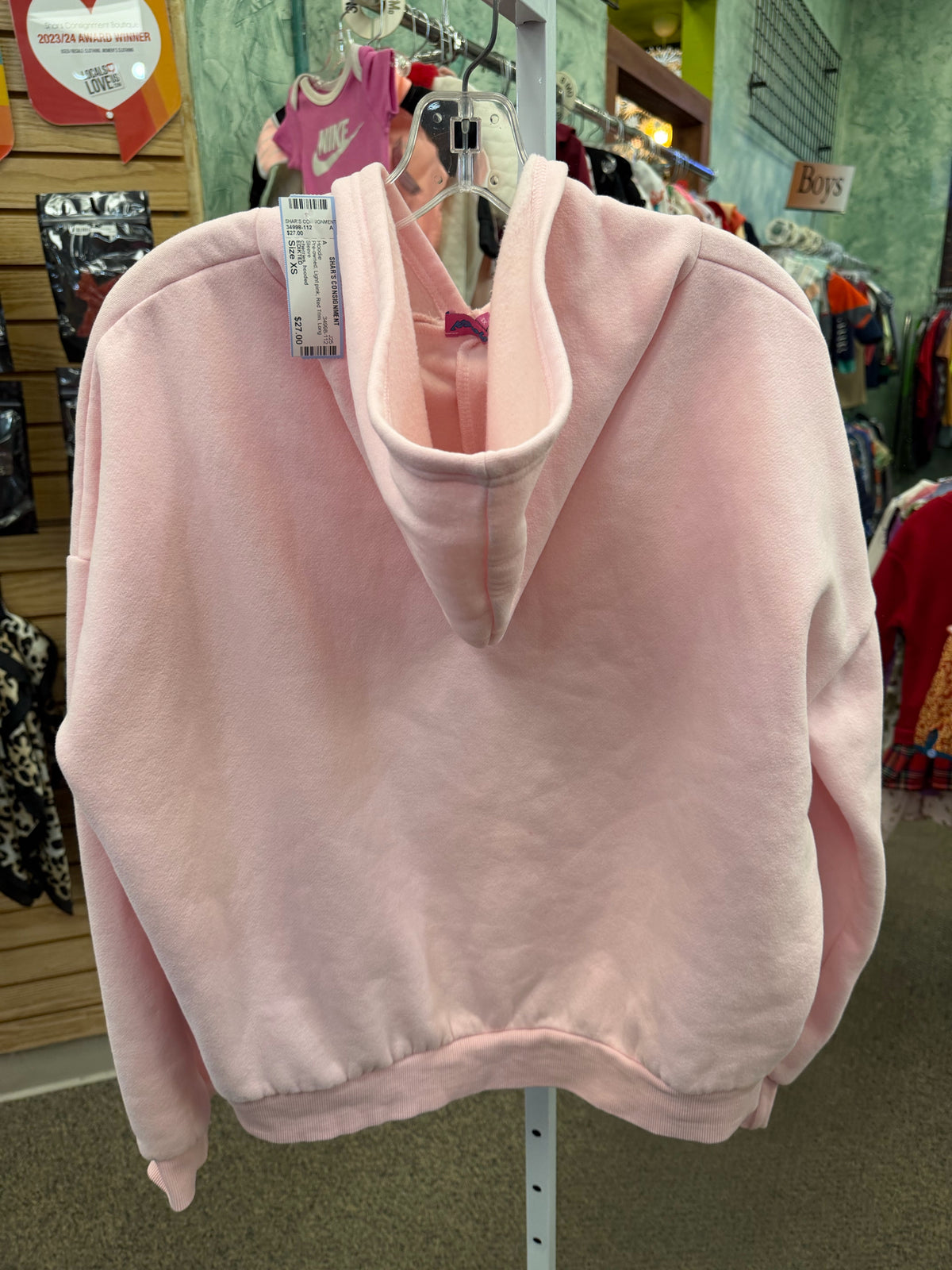 Pre-owned EDIKTED Light pink Red Trim Size XS Long Sleeve Hoodie