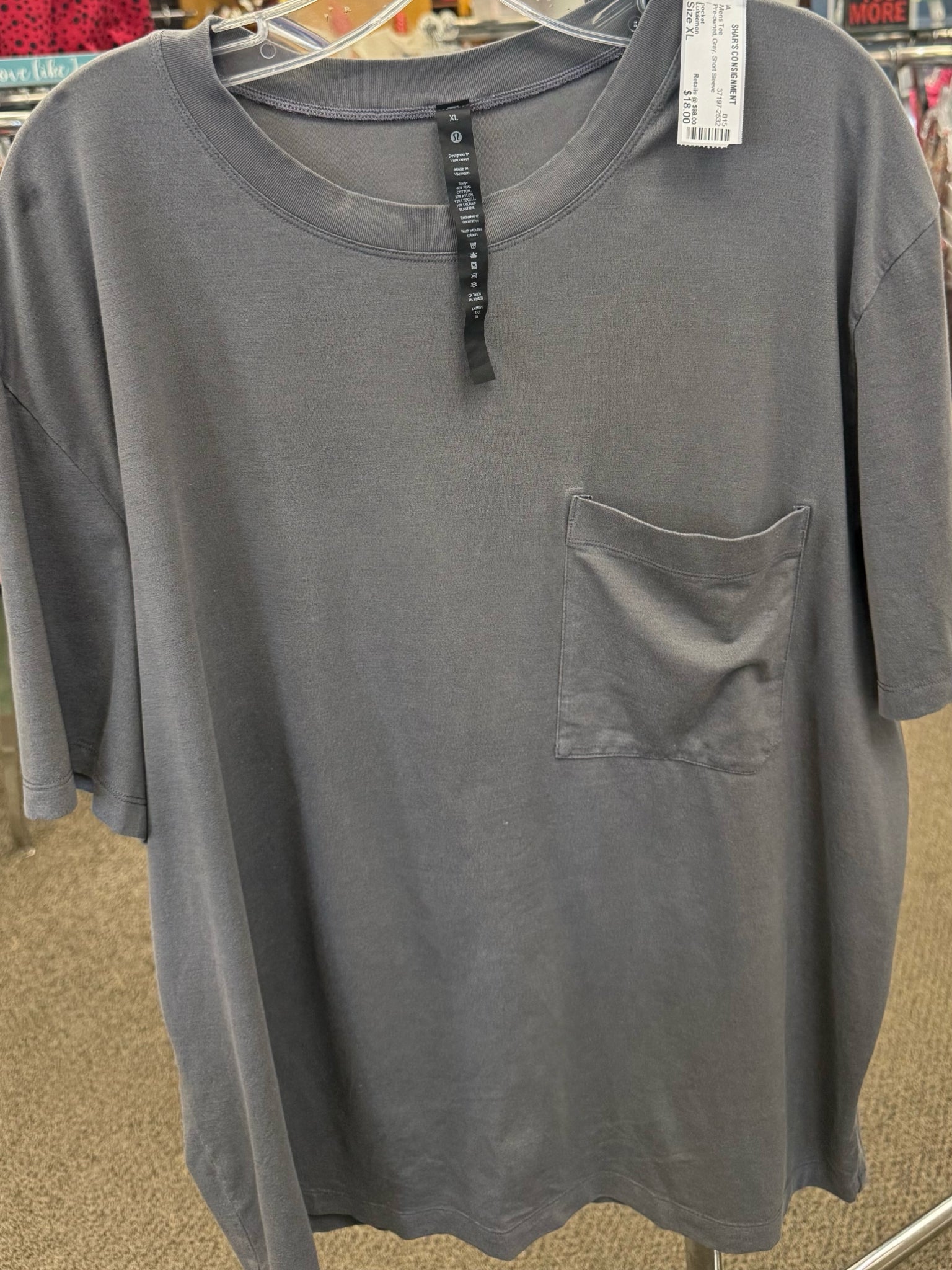 Pre-owned Lululemon Gray Men Size XL Short Sleeve Mens Tee