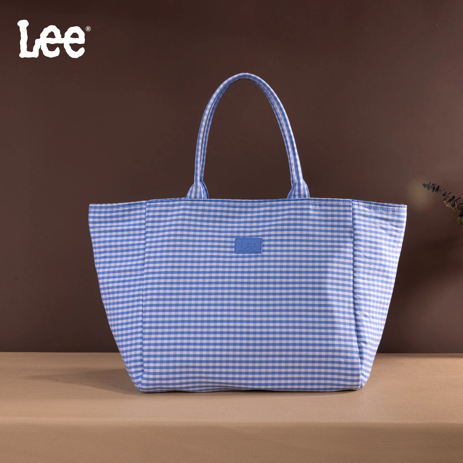 New LEE Light blue plaid White XL Tote Purse