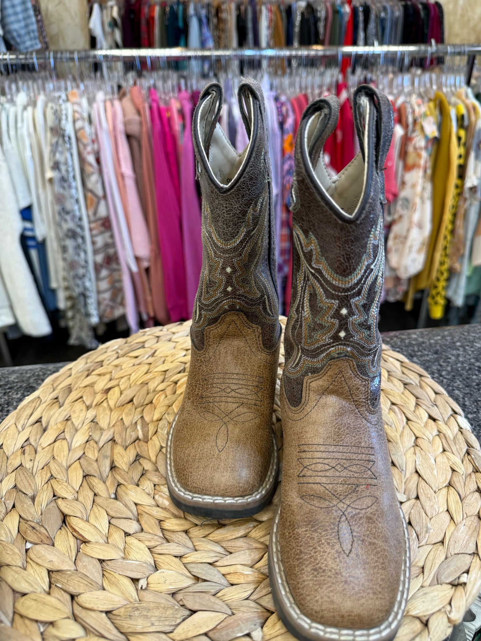 Pre-owned OLD WEST Tan Brown C-SIZE 8.5 Boys Boots