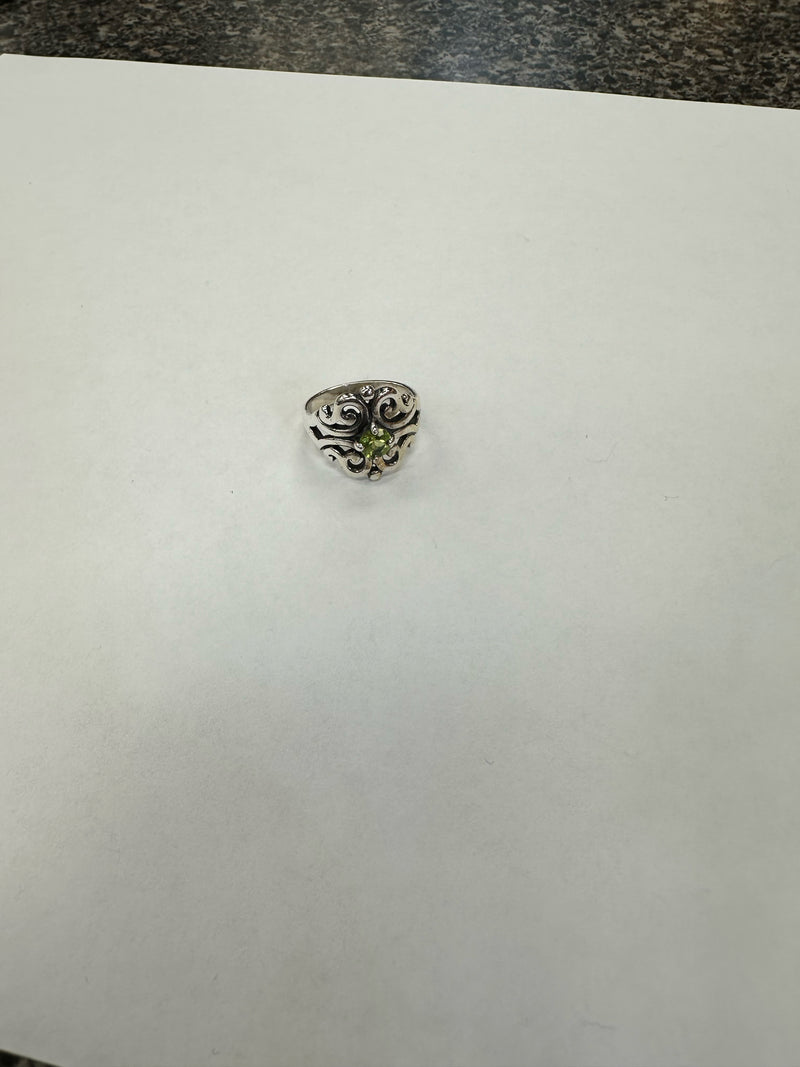 Pre-owned JAMES AVERY Silver Lime Green Ring Size 6 Designer Ring