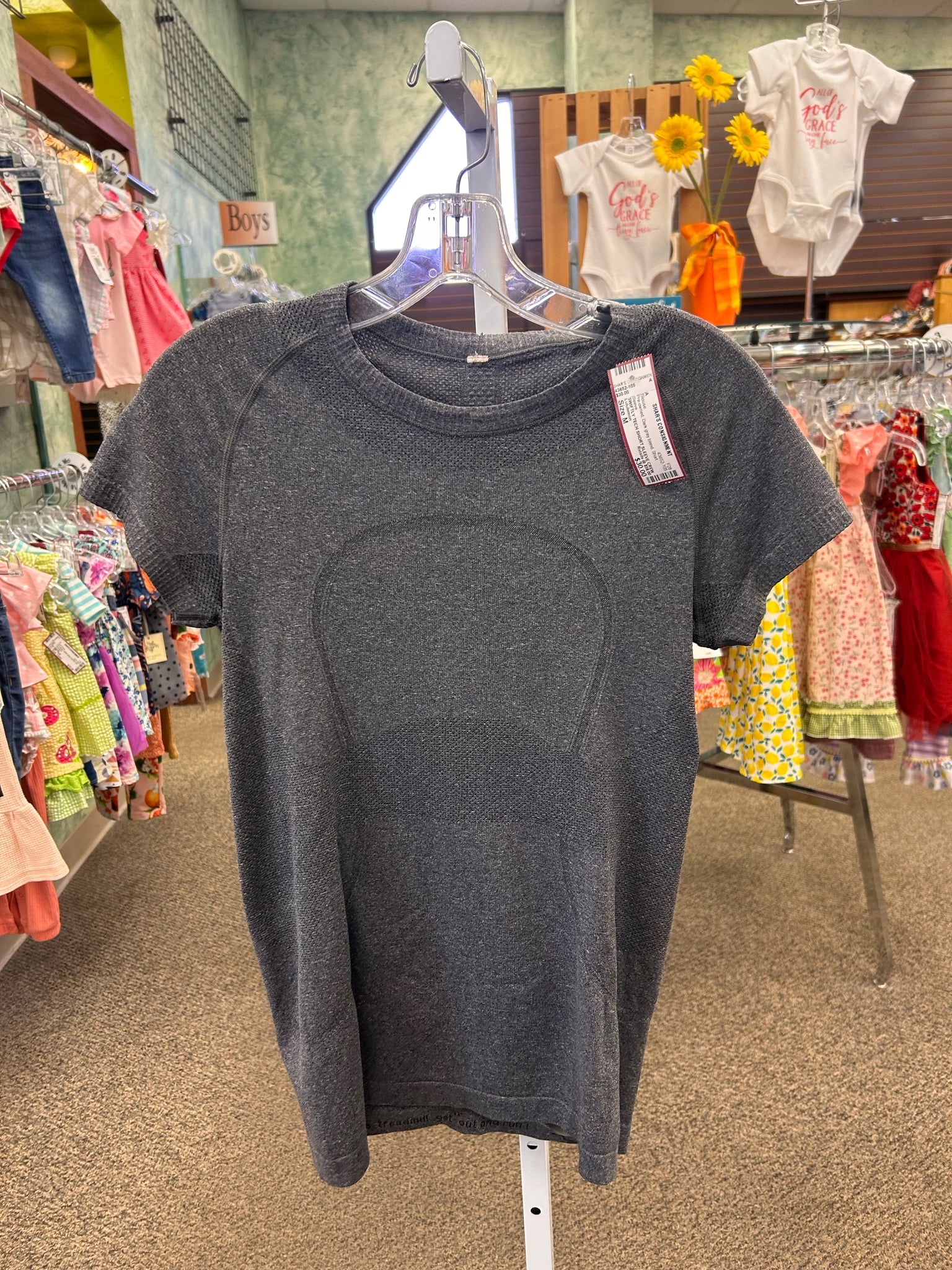 Pre-owned Lululemon Dark gray blend Size: M Short Sleeve Blouse