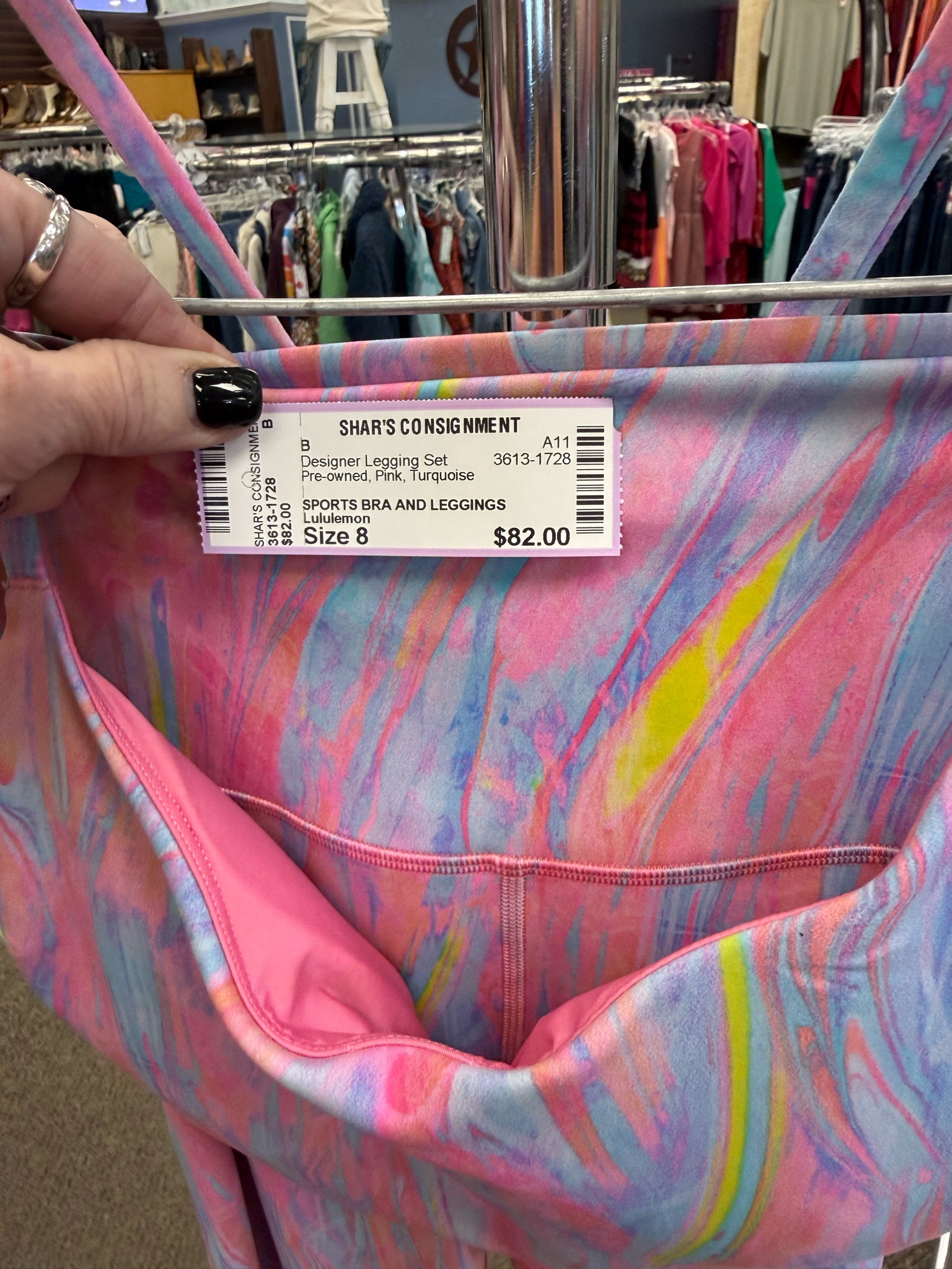 Pre-owned Lululemon Pink Turquoise Dr Size 8 Designer Legging Set