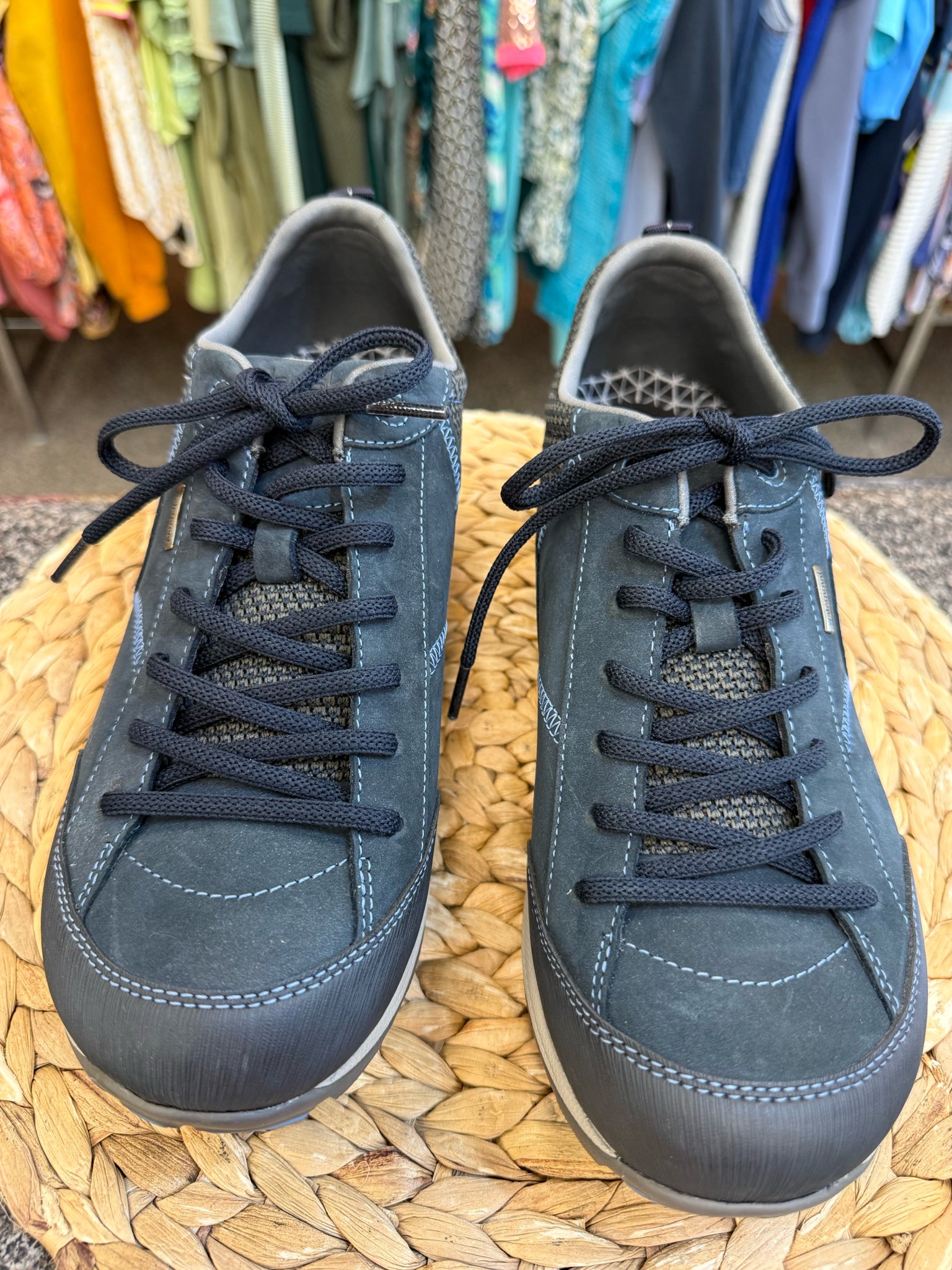 Pre-owned DANSKO Navy Light Gray Trim Size 12 Sneaker
