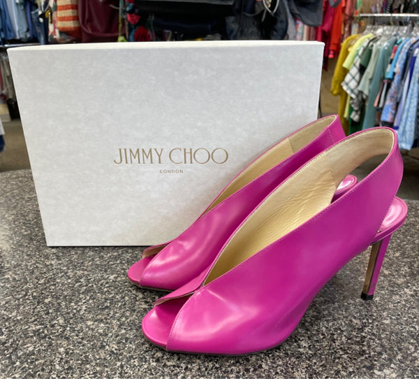Pre-owned JIMMY CHOO Hot pink Tan Inside SHOE SIZE 9 Designer Shoe
