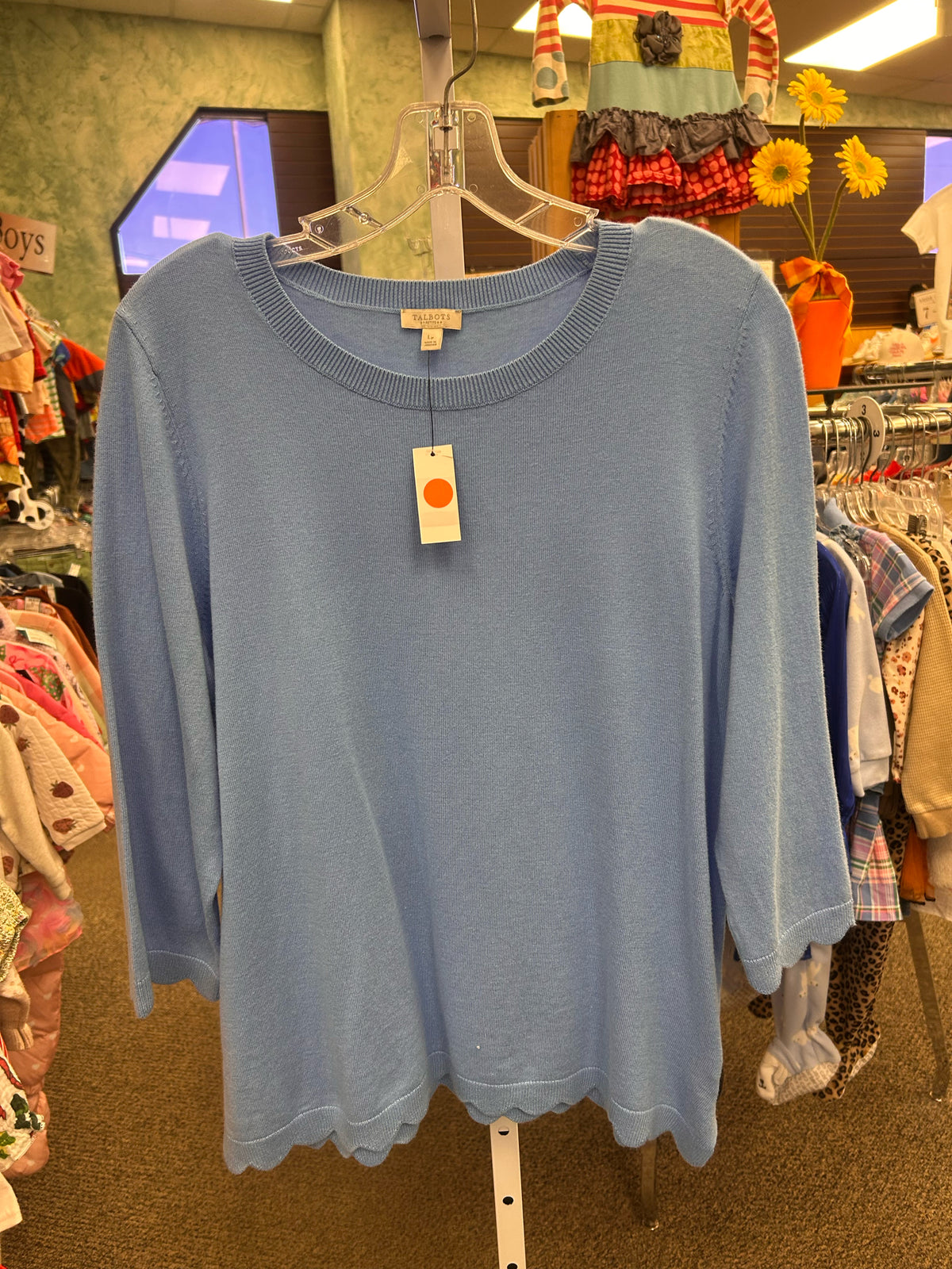 New with Tag TALBOTS Light blue Size L Quarter Sleeve Sweater