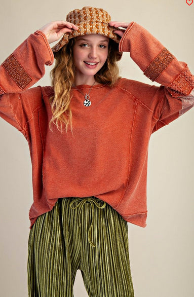 New EASEL Burnt orange Size S Long Sleeve Blouse