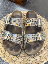Pre-owned BIRKENSTOCK Brown animal Yellow Size 10 Designer Sandal