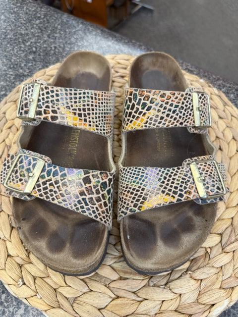 Pre-owned BIRKENSTOCK Brown animal Yellow Size 10 Designer Sandal
