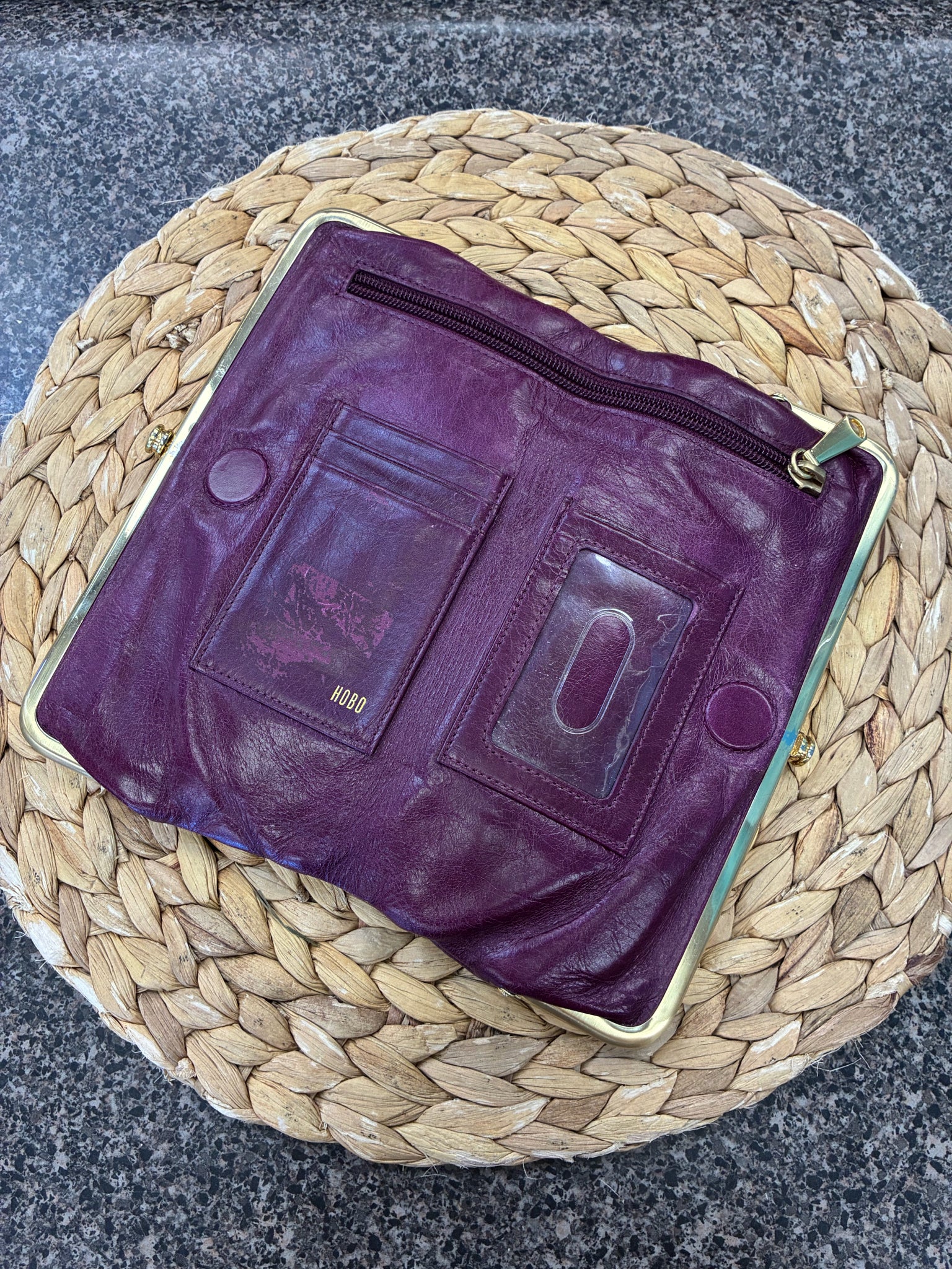 Pre-owned HOBO Plum Gold Clutch Designer Purse