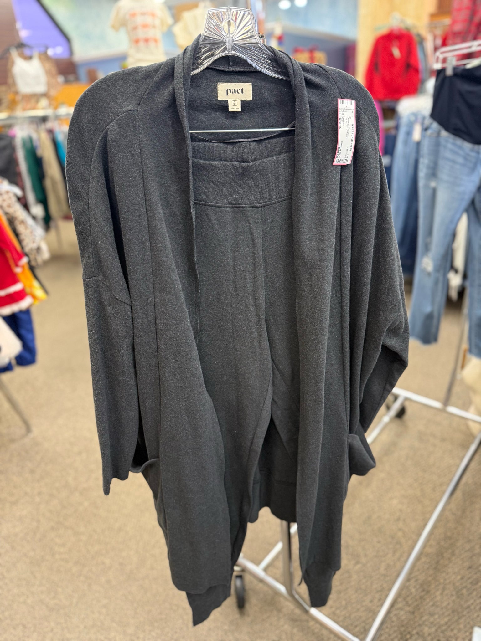 Pre-owned PACT Dark gray Dr Size 10 Designer Pantset