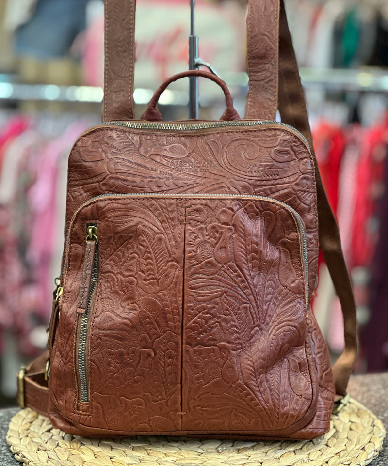 New  Without Tag AMERICAN LEATHER CO Brown Backpack Designer Purse