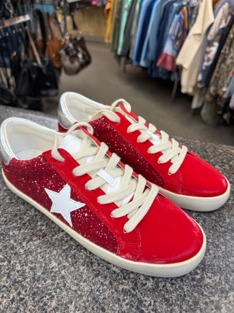 Pre-owned Mi iM RED SPARKLE White Trim Size 9 Sneaker