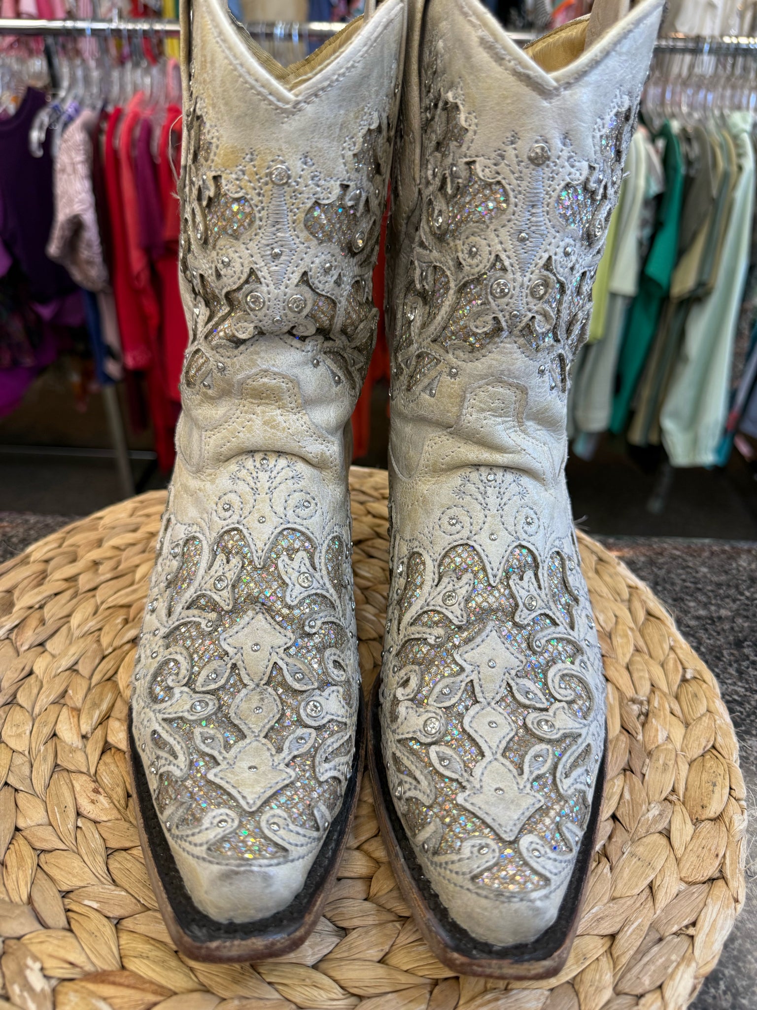 Pre-owned CORRAL Gray blend Sparkle Size 8 Designer Boot