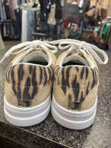 Pre-owned GEOX Gold Animal Trim Size 9 Designer Sneaker