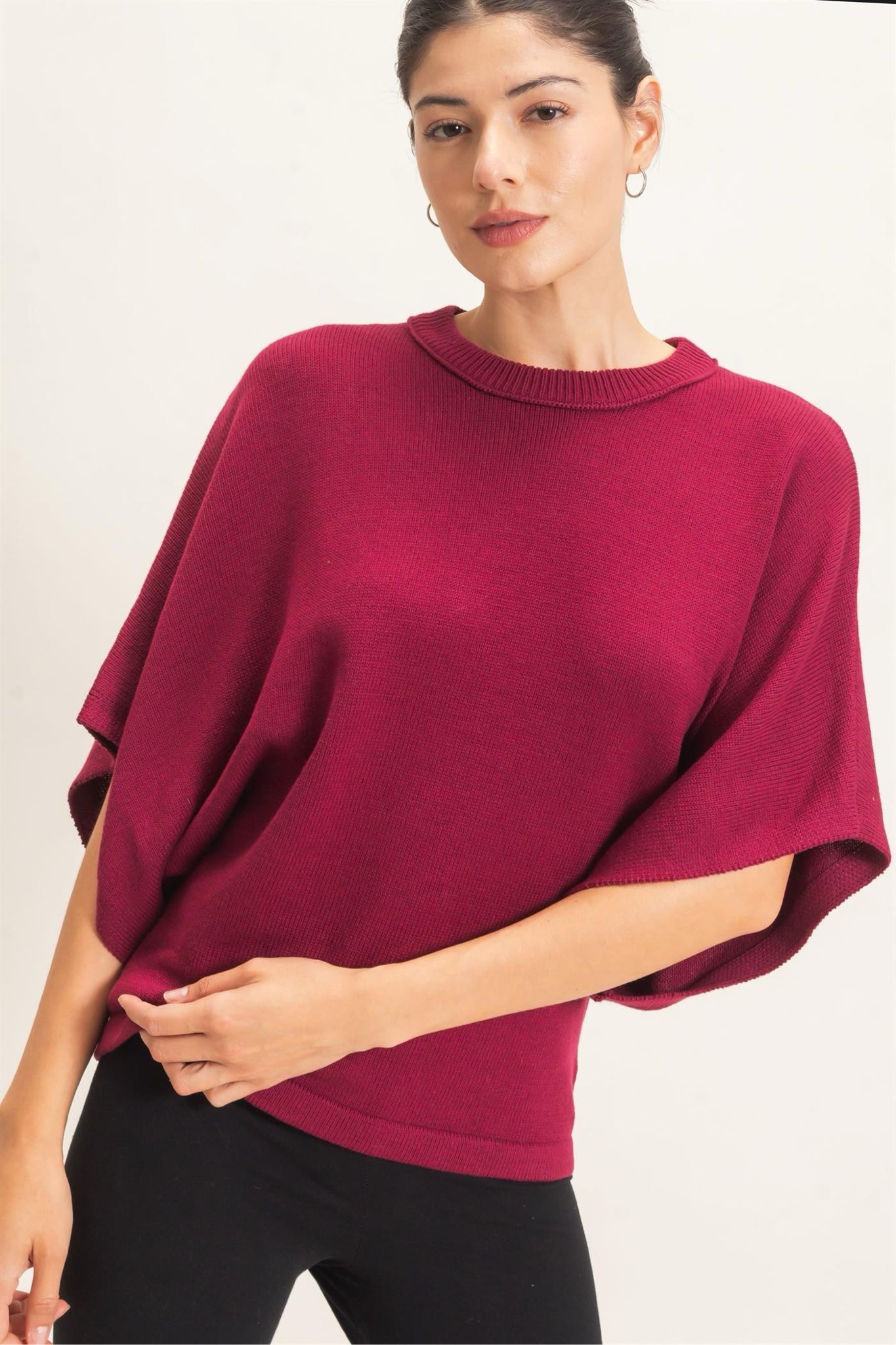 New HYFVE Wine Size S Short Sleeve Sweater