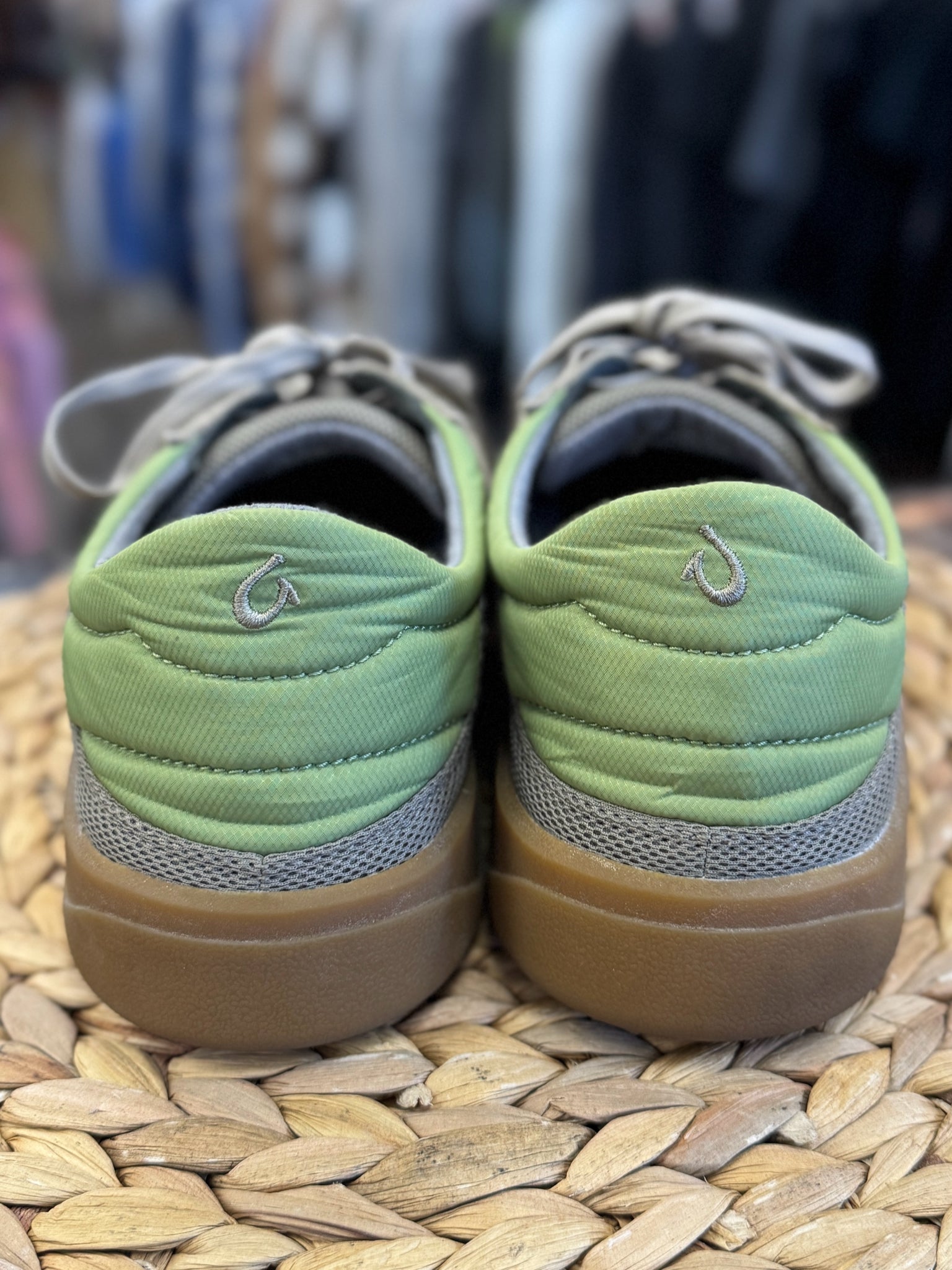 Pre-owned OLUKAI Tan Green SHOE SIZE 12 MENS Sneakers