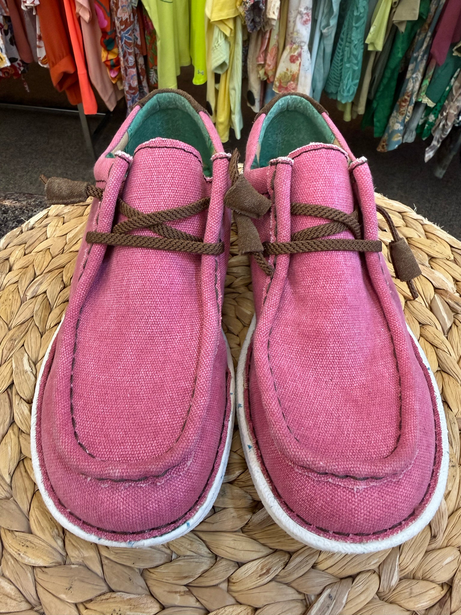 Pre-owned JUSTIN Pink White Trim Size 9 Designer Shoe