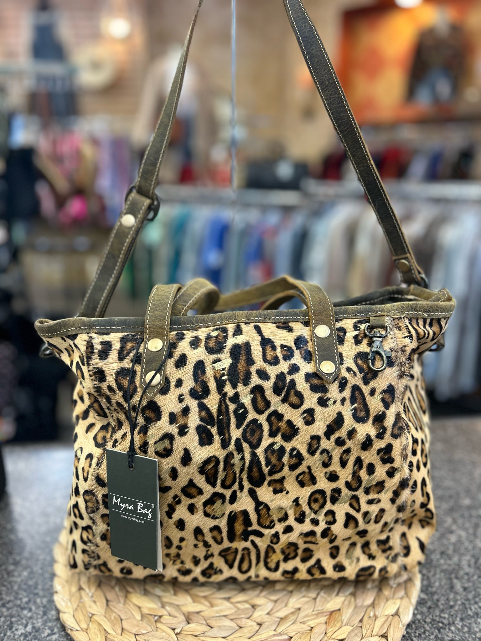 New with Tag Myra Bag Brown Leopard L Crossbody Purse