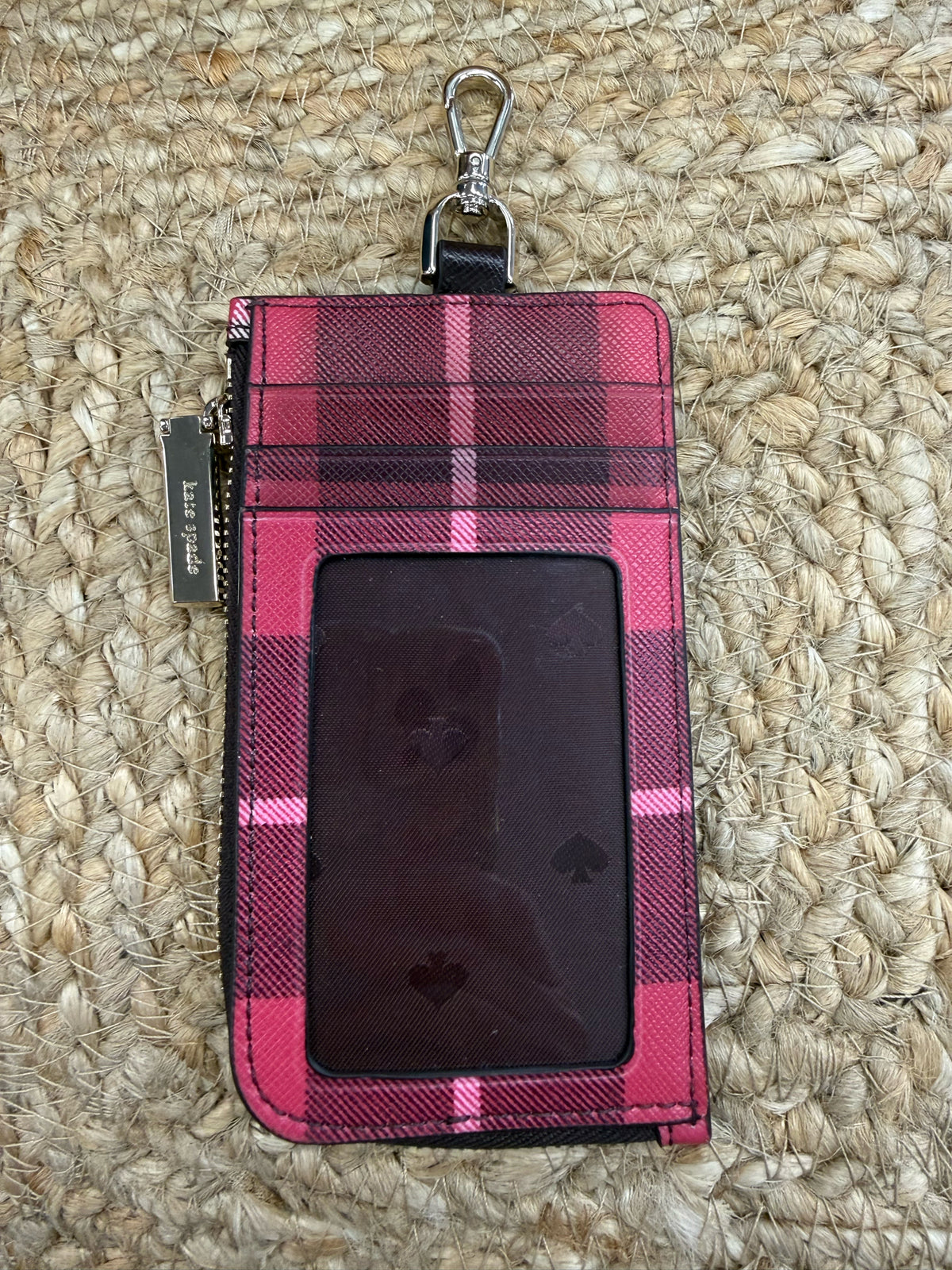 Pre-owned KATE SPADE Red plaid Pink Plaid Credit Card Holder