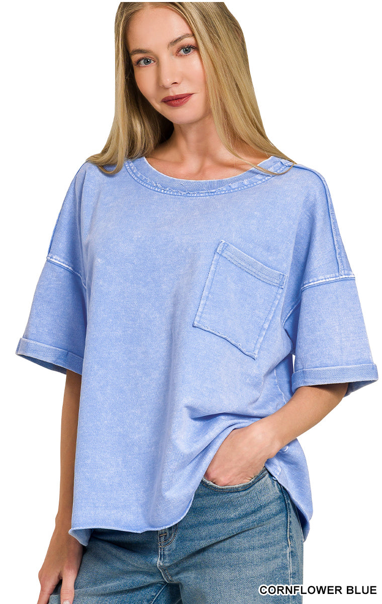 New Zenana Light blue Size M/L Short Sleeve Tee