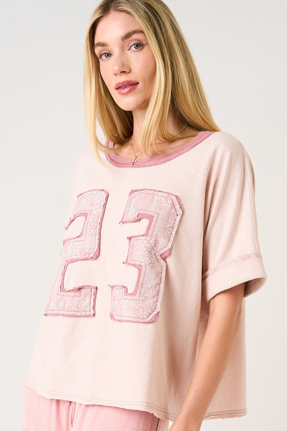 New MITTOSHOP Cream Dusty Pink Size: S Short Sleeve Blouse