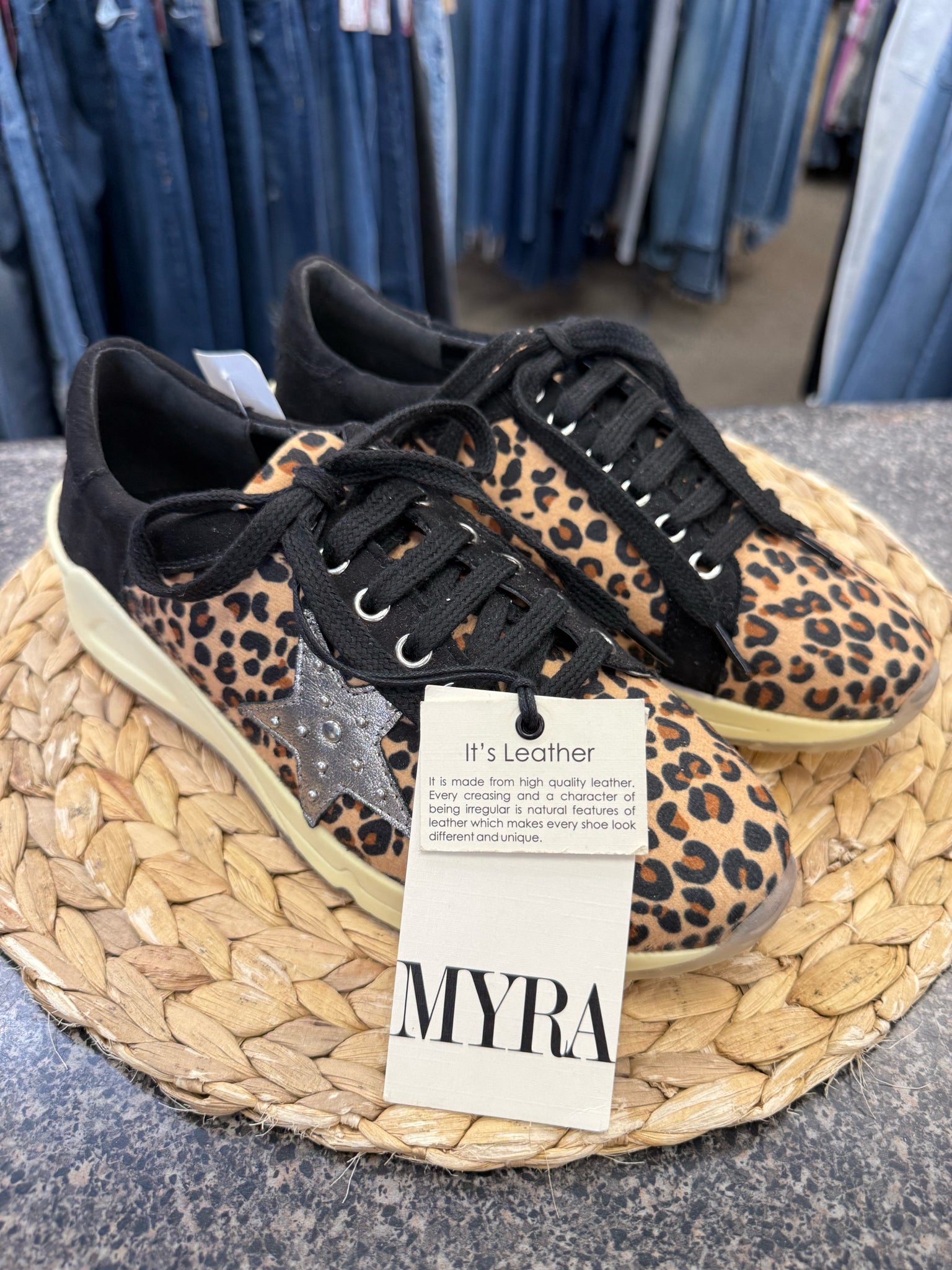 New with Tag Myra Bag Leopard Black Trim Size 8 Sneaker