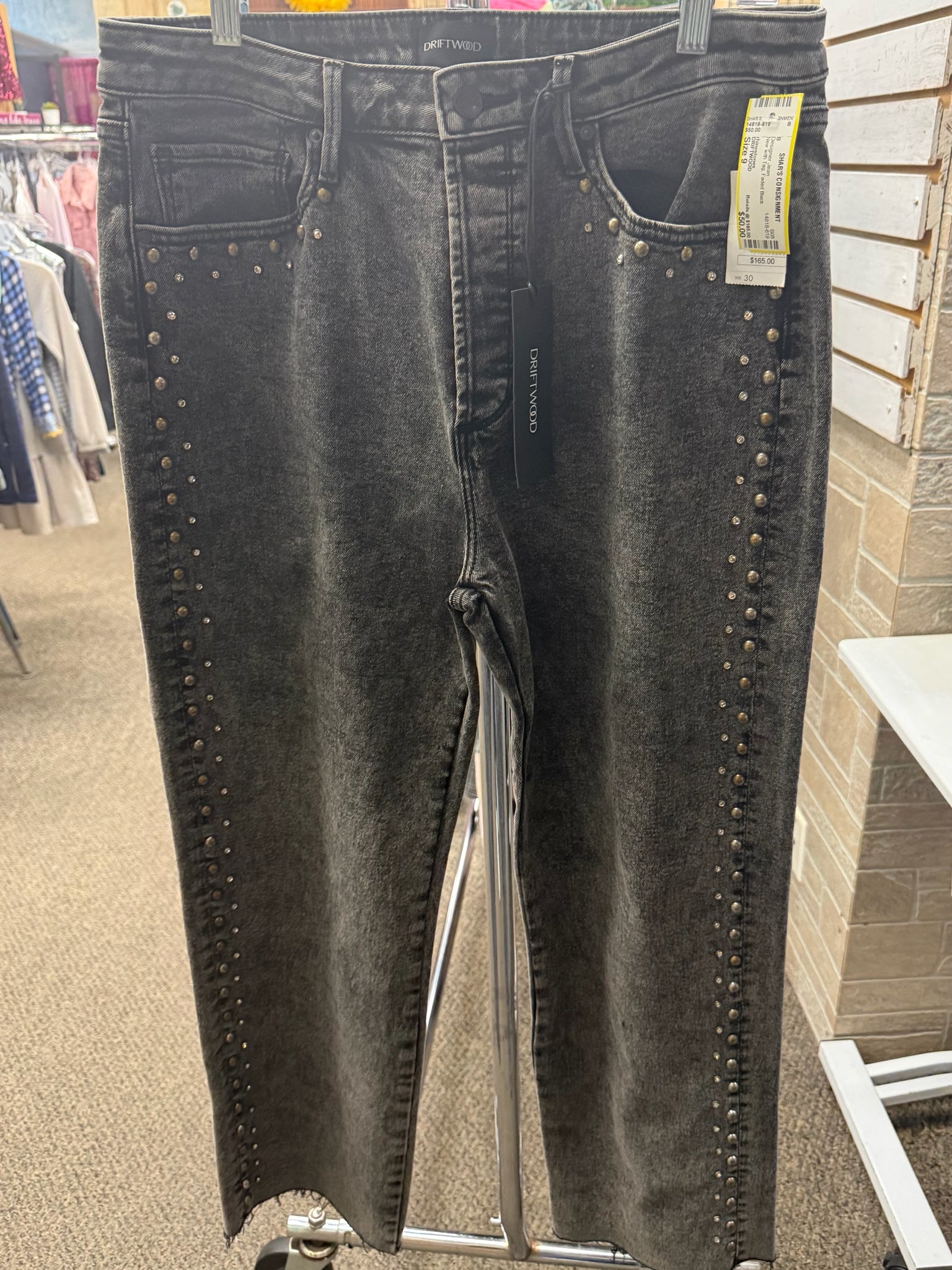 New with Tag DRIFTWOOD Faded Black Size: 9 Designer Jean