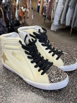 Pre-owned Golden Goose Cream Silver Sparkle Size 7 Designer Sneaker